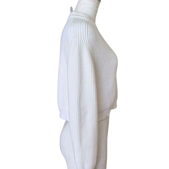 Zara Cropped Long Sleeve White Sweater Women Size Medium - Picture 5 of 10